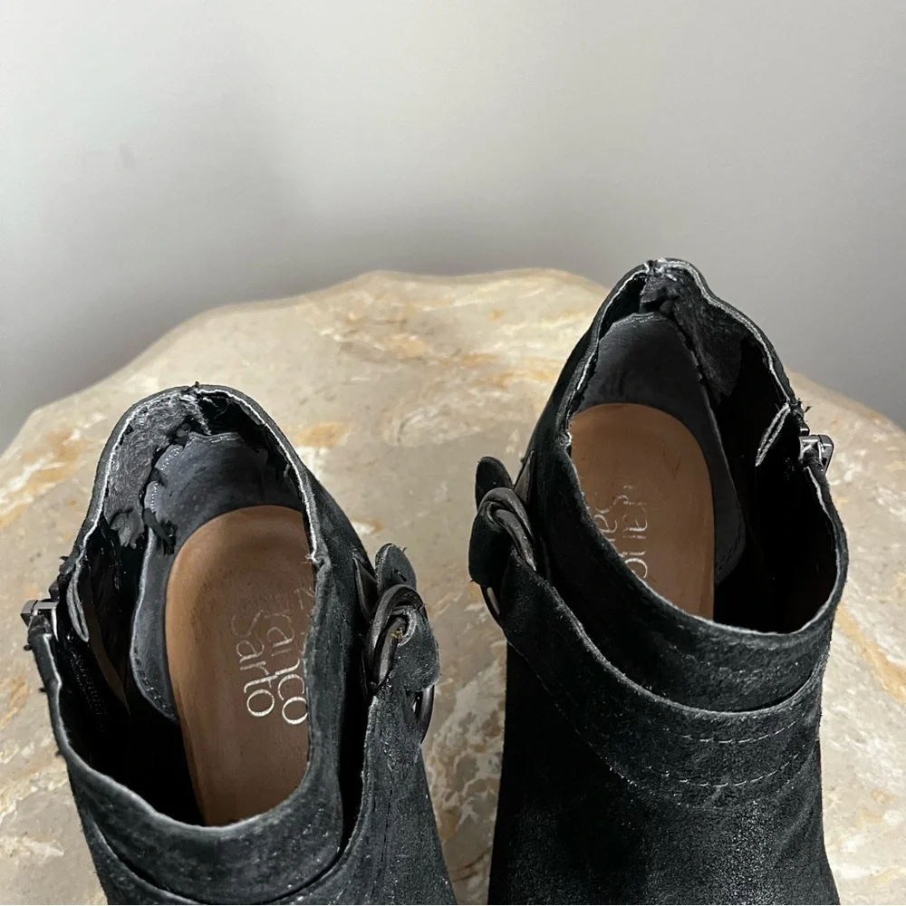 Franco Sarto Women’s 8 Gabriella Black Ankle Booties Boots Buckle